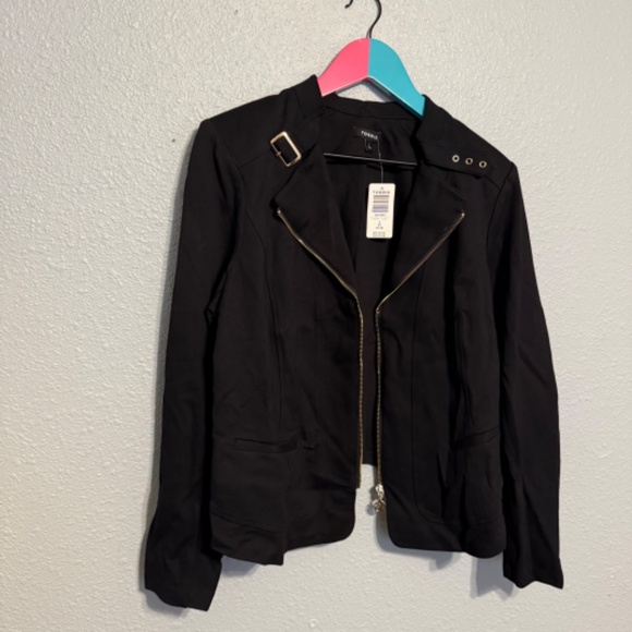 Torrid Size 2 Black and Gold ZipUp Moto Jacket Cardigan - Picture 6 of 6
